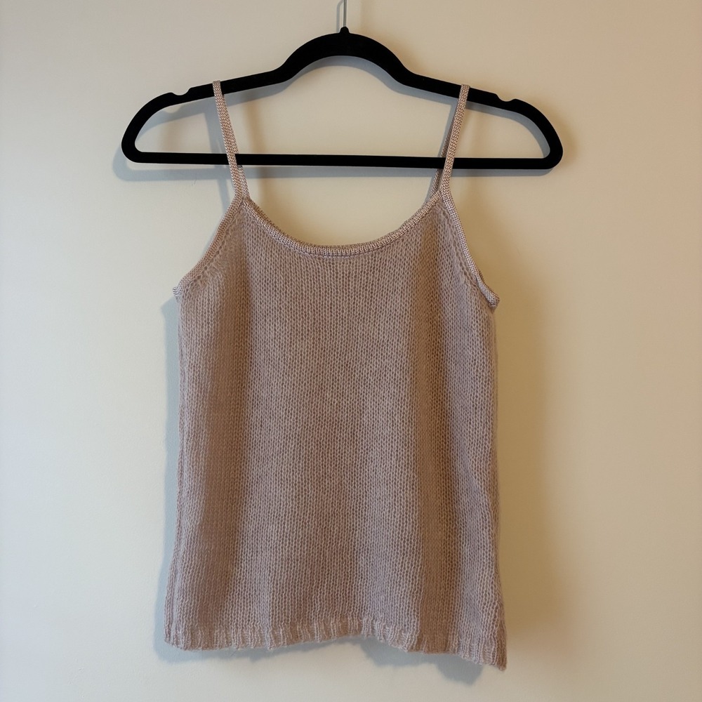 Y2K Merona Mohair Wool Open Knit Tank Pink Size S Dainty Layer Preppy Coquette